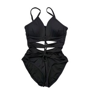 Kenneth Cole Swimsuit Women XS/Small Black Excellent Cutout Monokini One Piece